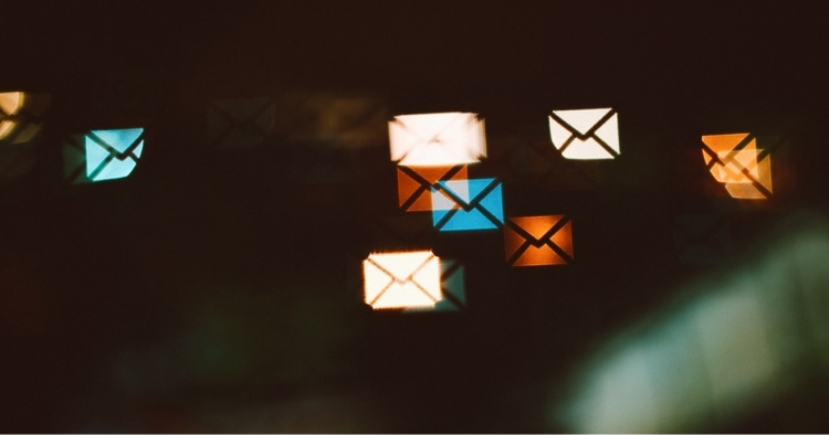 Lights in the shape of the email 'mail' icon